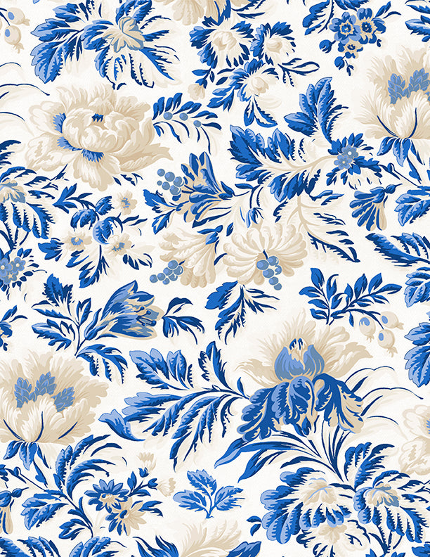 Kaye England Chateau Bleu Large Floral Cream/Blue – 50% Deposit May 2027 Preorder