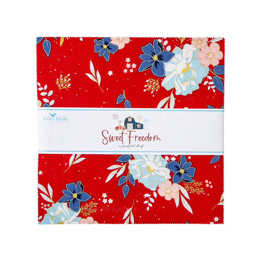 Sweet Freedom 10" Stacker – 42 Pieces | Beverly McCullough for Riley Blake Designs | Patriotic Quilt Fabric Precut Bundle
