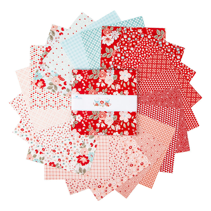 You & Me 10" Stacker – 42 Pieces | Sandy Gervais for Riley Blake Designs | Valentine’s Quilt Fabric Precut Bundle