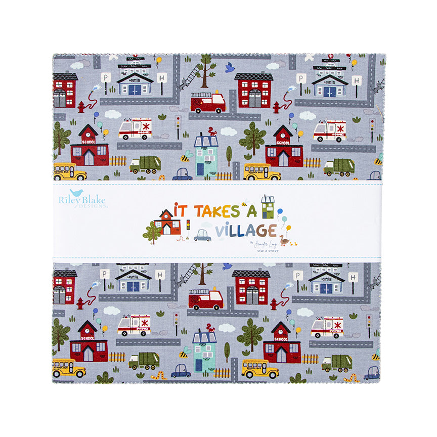 It Takes a Village 10" Stacker – 42 Precut Squares by Jennifer Long for Riley Blake Designs