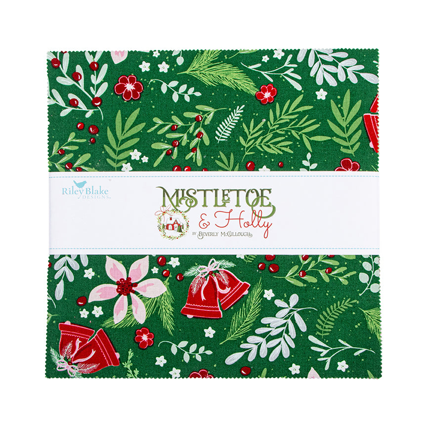 Mistletoe and Holly 10" Stacker – 42 Precut Squares by Beverly McCullough for Riley Blake Designs