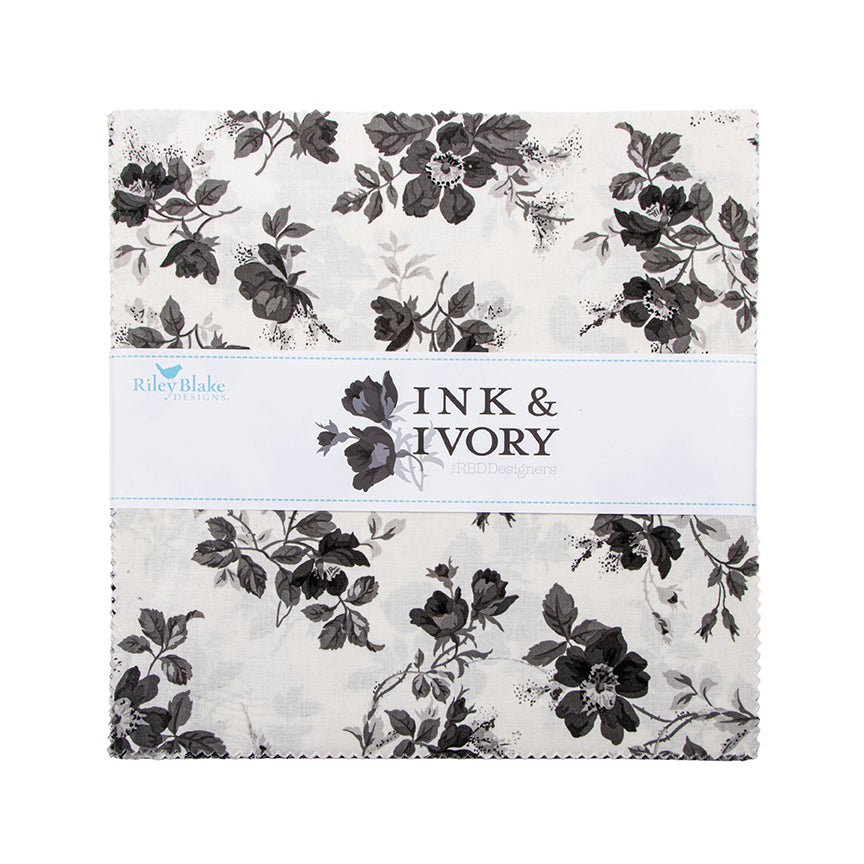 Ink & Ivory 10" Stacker – 42 Pieces by Riley Blake Designs | Neutral Precut Fabric