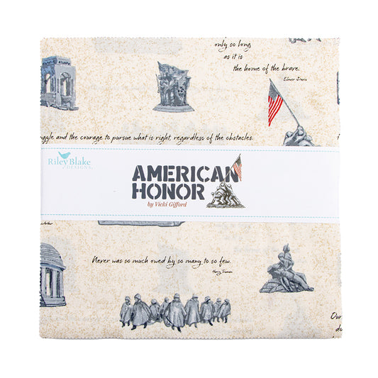 Preorder - American Honor 10β Stacker β 42 Precut Squares | Patriotic Fabric by Vicki Gifford for Riley Blake Designs