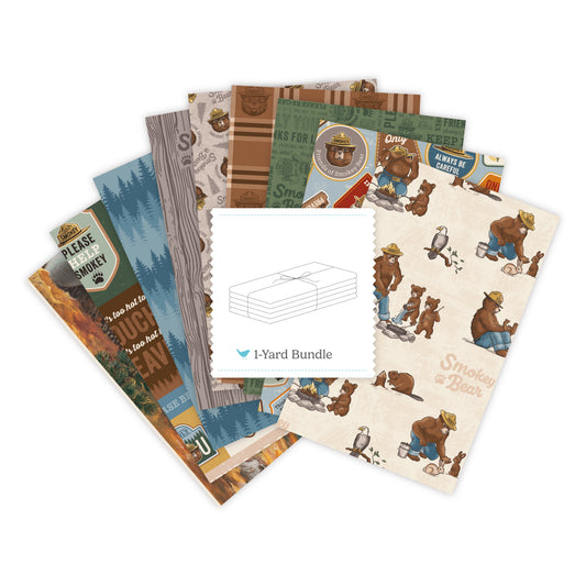 Keep It Green 1-Yard Bundle – Cream Colorway + 2 Smokey Bear Panels | 7 Yards | 50% Deposit Preorder | May 2027
