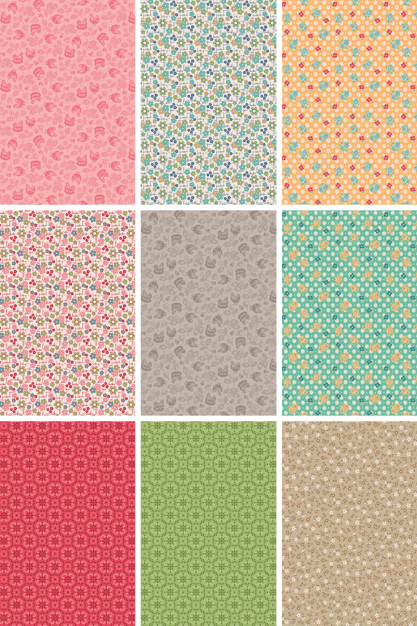 Farmer’s Daughter Rolie Polie – 40 Precut 2 ½" Strips by Lori Holt for Riley Blake Designs (RP-17160-40)