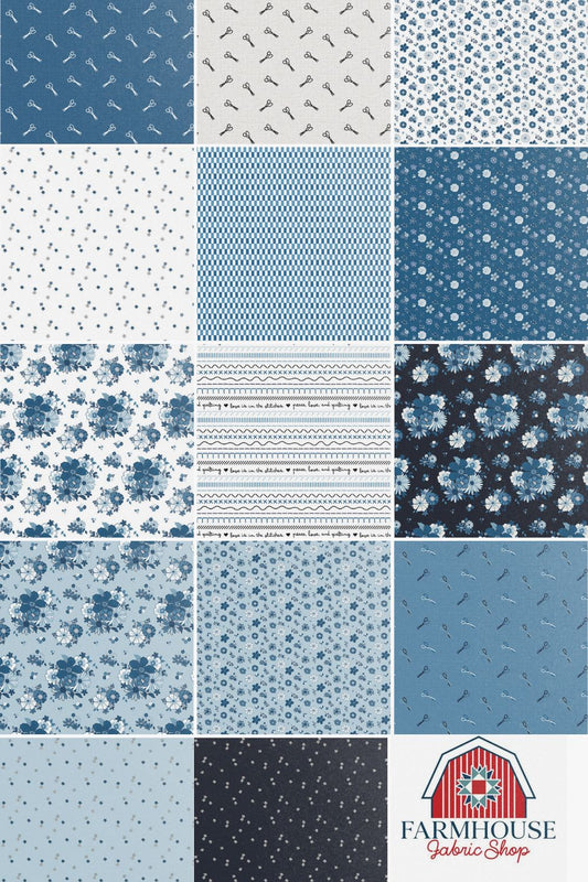 Blue Blooms and Threads – 2 1/2" Rolie Polie (40 Strips) | Christopher Thompson | Riley Blake Designs
