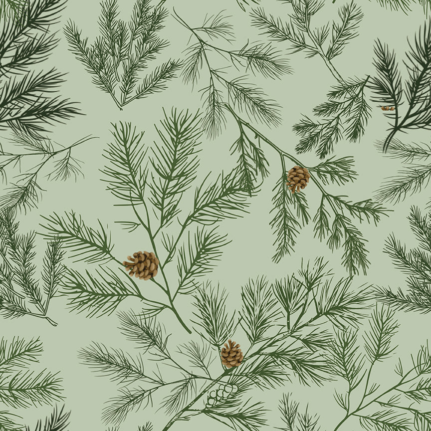 Night of Wonder Quilt Backing Set – Peace on Earth Pine Boughs Cream 108" Wide Back | 1¾ Yards | 50% Deposit Preorder | May 2027