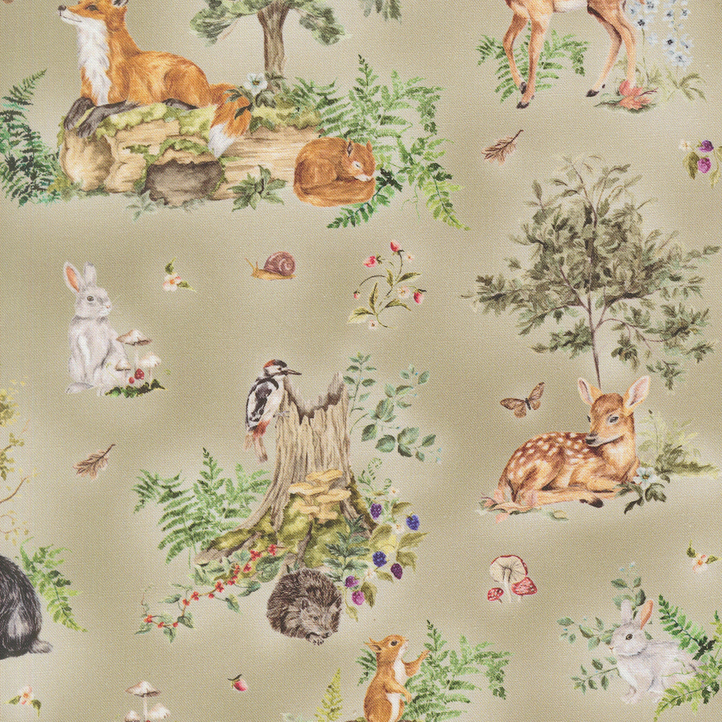 Crossing Paths Quilt Backing Set – Fable & Fern Sage Woodland Animals (5 Yards) | Moda Fabrics | 50% Deposit – October 2026 Preorder