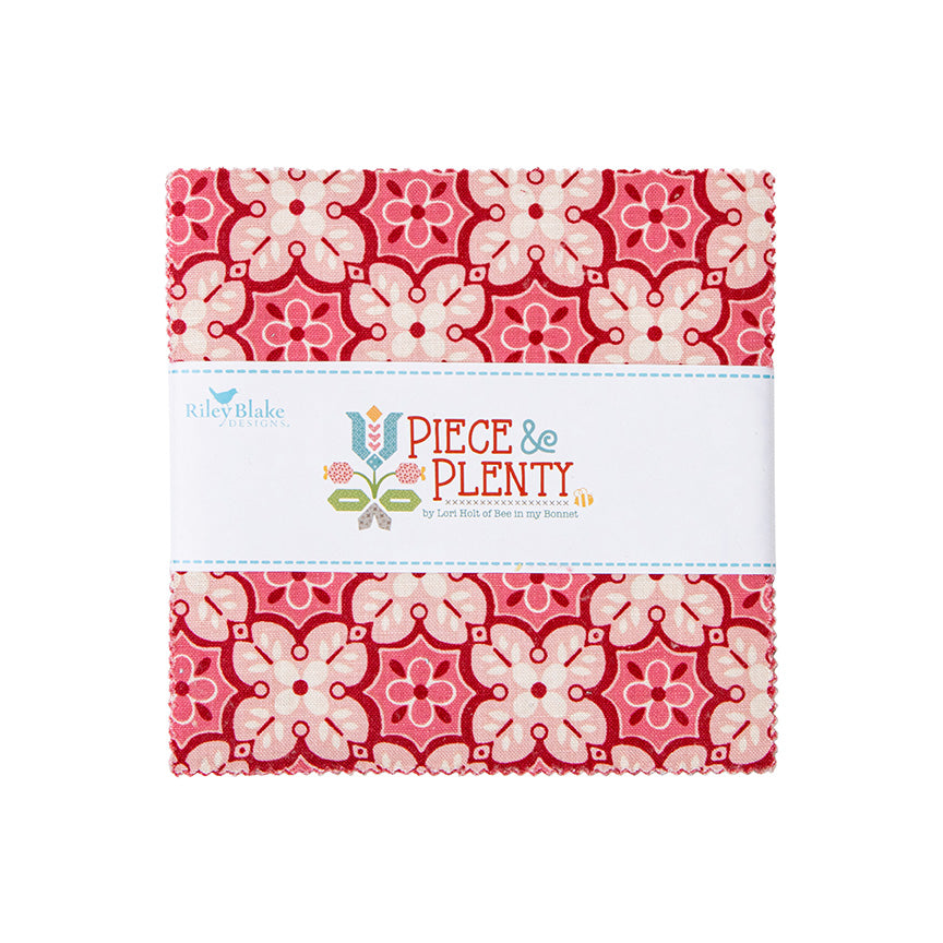 Piece & Plenty 5" Stacker – 42 Pieces | Lori Holt for Riley Blake Designs | Charm Pack Precut Quilt Fabric