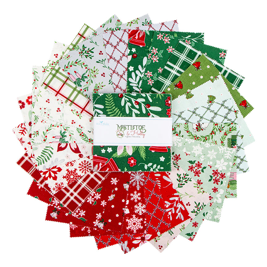 Mistletoe and Holly 5″ Stacker | Beverly McCullough for Riley Blake Designs – 42 Precut 5" Squares