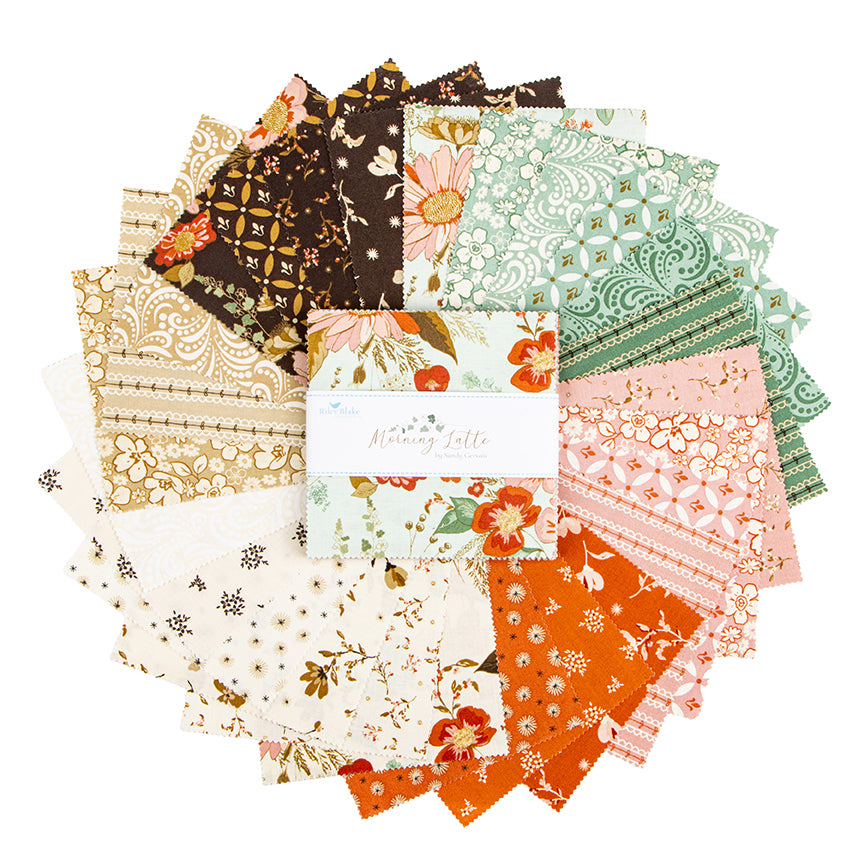 Morning Latte 5" Stacker – 42 Precut Squares by Sandy Gervais for Riley Blake Designs