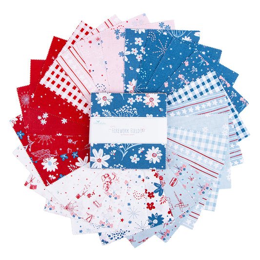 Firework Fields 5" Stacker (42) by Gracey Larson | Riley Blake Designs Charm Pack