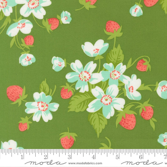 Bloomsberry 55350 15 – Strawberry Floral Green | Camille Roskelley | Moda Fabrics | Yardage