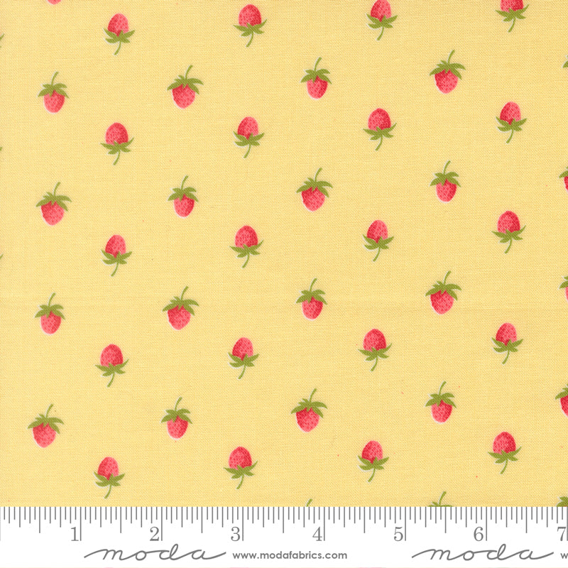 Bloomsberry 55352 12 – Tiny Strawberries Yellow | Camille Roskelley | Moda Fabrics | Yardage