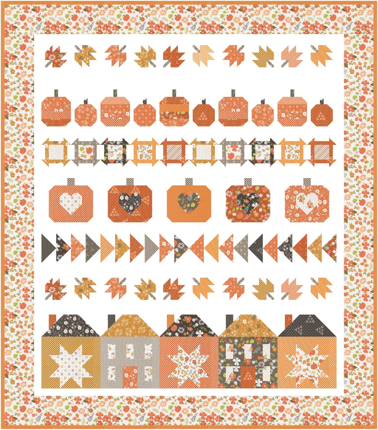 Pumpkin Hollow Quilt Kit (Moda Boxed Kit 37720) – Birch and Willow – 50" × 57"