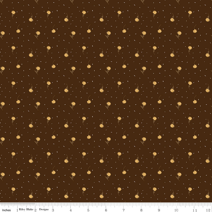 The Awe of Autumn Floral Toss – Brown | Sandy Gervais for Riley Blake Designs – 100% Cotton Fall Fabric (43"/44")