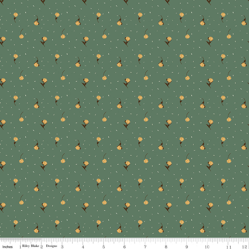 The Awe of Autumn Floral Toss – Pine | Sandy Gervais for Riley Blake Designs – 100% Cotton Fall Fabric (43"/44")