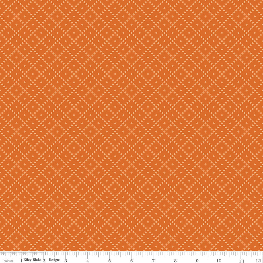 The Awe of Autumn Tonal Grid – Orange | Sandy Gervais for Riley Blake Designs – 100% Cotton Fall Fabric (43"/44")