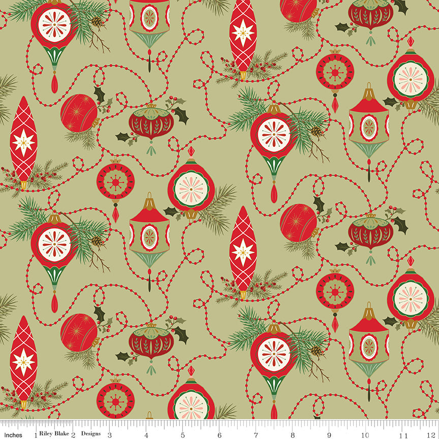Glisten Bulbs Olive – C16221-OLIVE – Sandy Gervais for Riley Blake Designs – 100% Cotton Quilting Fabric