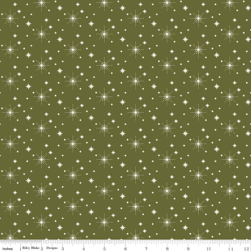 Glisten Stars Green – C16227-GREEN – Sandy Gervais for Riley Blake Designs – 100% Cotton Quilting Fabric