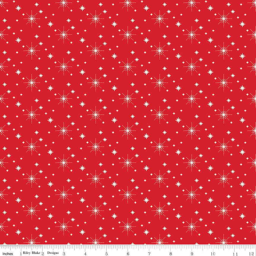 Glisten Stars Green – C16227-RED – Sandy Gervais for Riley Blake Designs – 100% Cotton Quilting Fabric