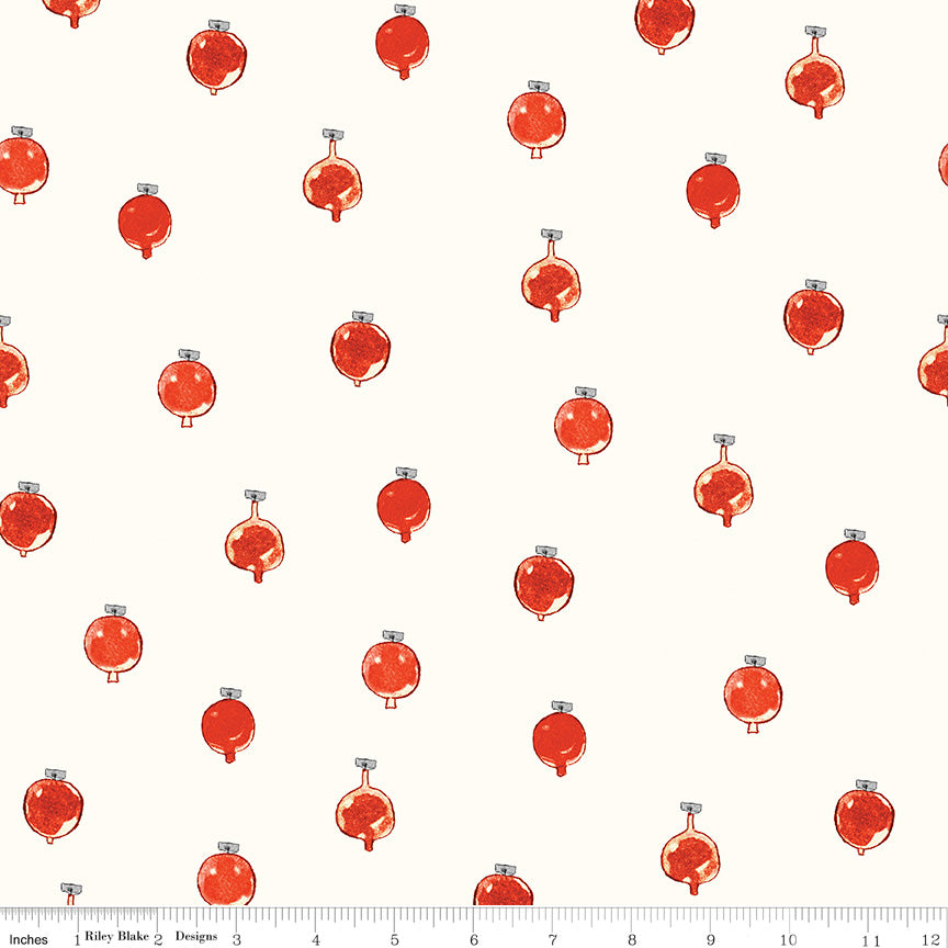 Classic Christmas Ornaments – Red | J. Wecker Frisch for Riley Blake Designs – 100% Cotton Fabric (43"/44")