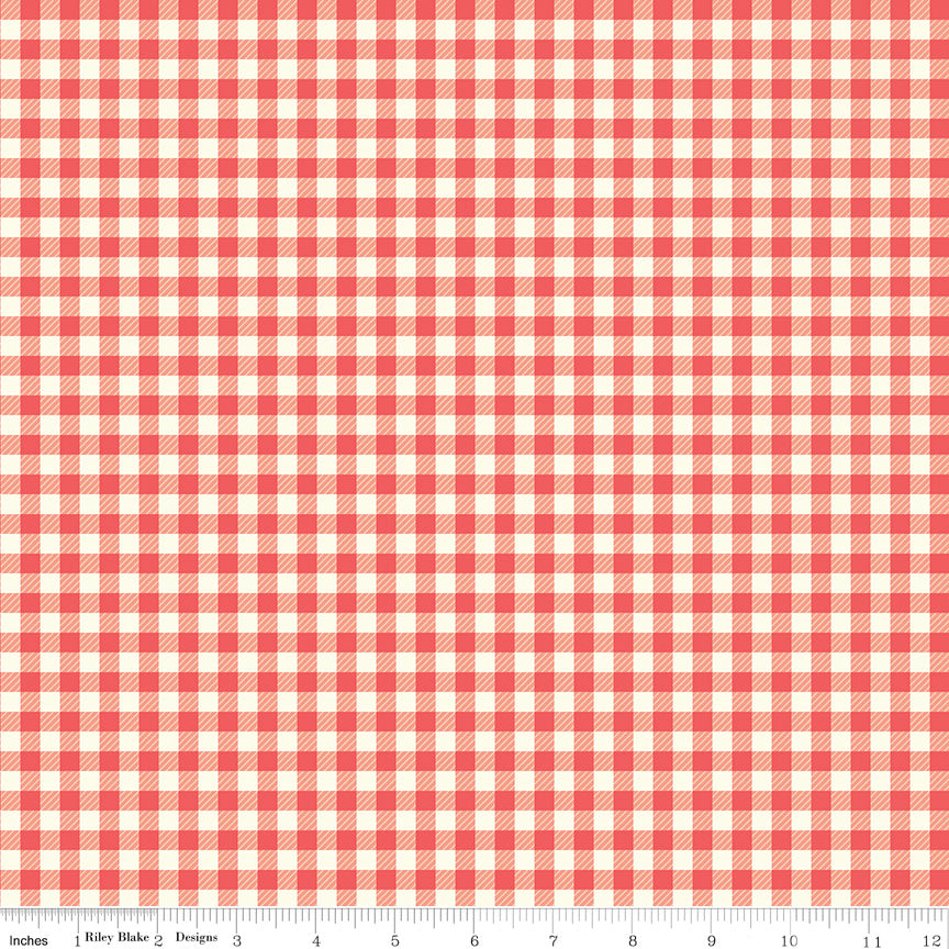 First Blooms Gingham – Berry | Heather Peterson for Riley Blake Designs – 100% Cotton Quilting Fabric (43"/44")