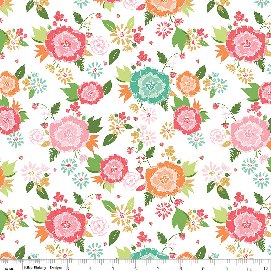 Summer Skies and Fireflies Main White – Gracey Larson – Riley Blake Designs – 100% Cotton Quilting Fabric – C16370-WHITE