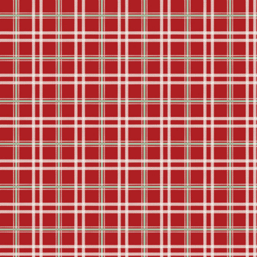 Mistletoe and Holly Plaid – Barn Red | Beverly McCullough for Riley Blake Designs – Christmas Quilting Cotton (43"/44")
