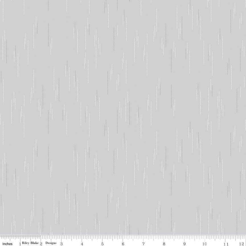 Essence – Gray Stitched Lines Fabric by Fran Gulick for Riley Blake Designs