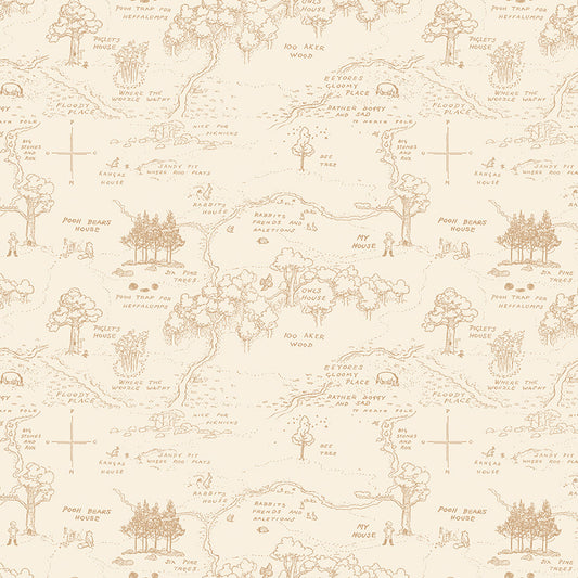 Winnie the Pooh β Tone-on-Tone Map on Cream (C17001-CREAM) by Echo Park Paper Co. for Riley Blake Designs β 100% Cotton Fabric