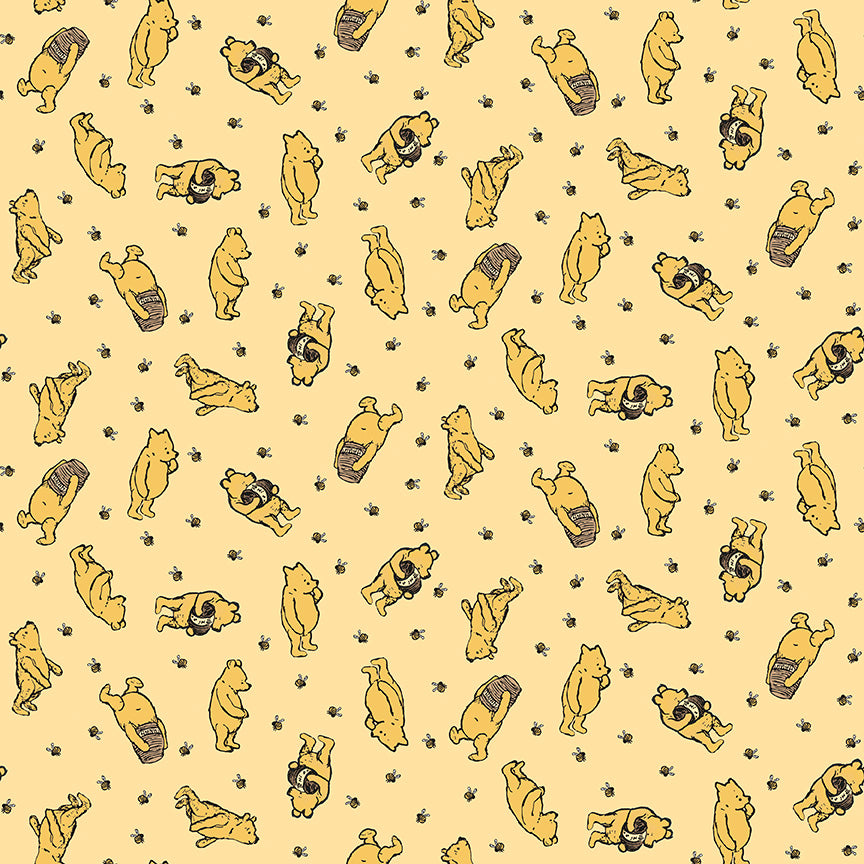 Winnie the Pooh – Pooh and Bumblebees on Sunshine (C17002-SUNSHINE) by Echo Park Paper Co. for Riley Blake Designs – 100% Cotton Fabric