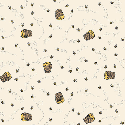 Winnie the Pooh β Honey Pots and Bumblebees on Cream (C17004-CREAM) by Echo Park Paper Co. for Riley Blake Designs β 100% Cotton Fabric
