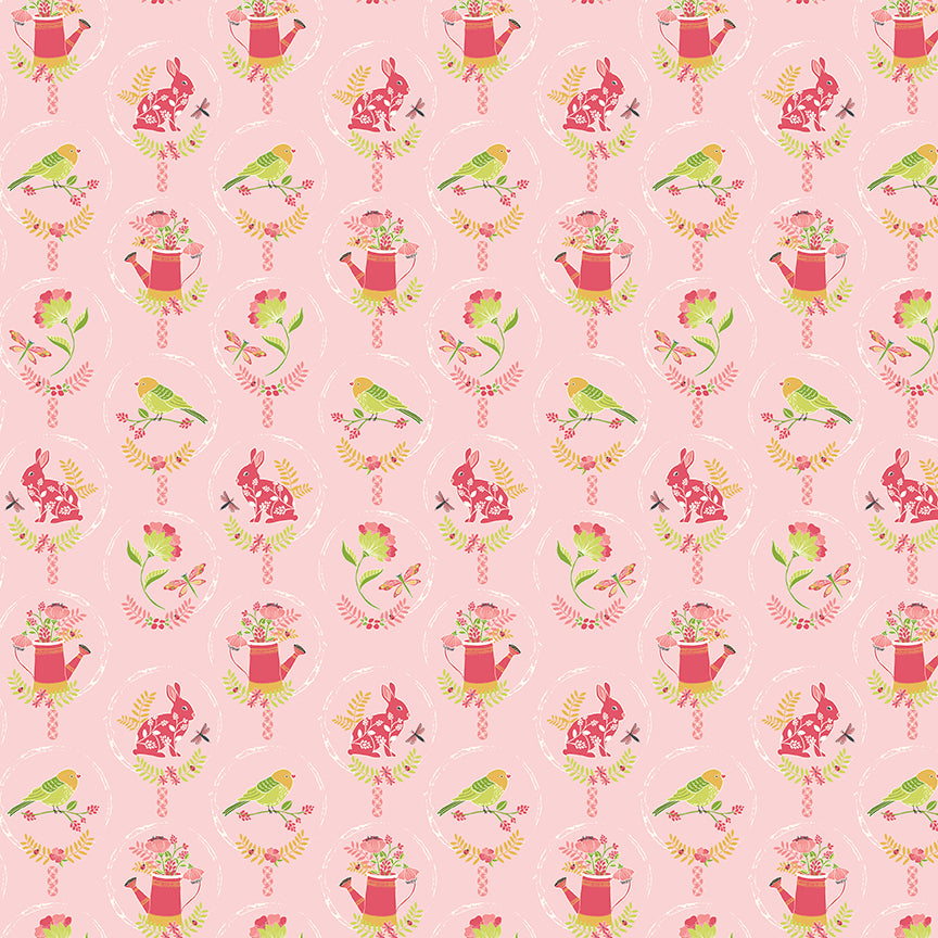 Awakening – Pink Spring Icons | Cherry Guidry | Riley Blake Designs | 100% Cotton Quilting Fabric (C17101-PINK)