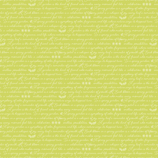Title: Awakening by Cherry Guidry β Pear Text β Riley Blake Designs β 100% Cotton Fabric (C17103-PEAR)