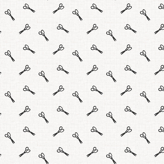 Blue Blooms – Scattered Scissors on White | Christopher Thompson | Riley Blake Designs