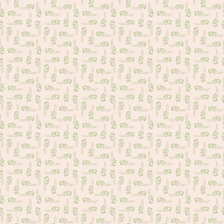 Farmer’s Daughter – Tiny Tractors in Thyme (C17184-THYME) by Lori Holt for Riley Blake Designs – 100% Cotton Fabric