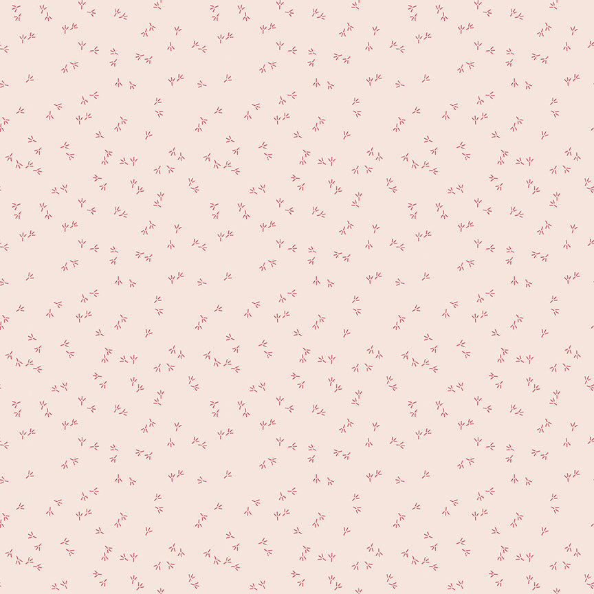 Farmer’s Daughter – Scattered Chicken Tracks in Tearose (C17189-TEAROSE) by Lori Holt for Riley Blake Designs – 100% Cotton Fabric