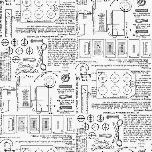 Sew America β Sewing Buttonholes Text & Illustrations β Off White | Yardage | C17348-OFFWHITE β J. Wecker Frisch β Riley Blake Designs