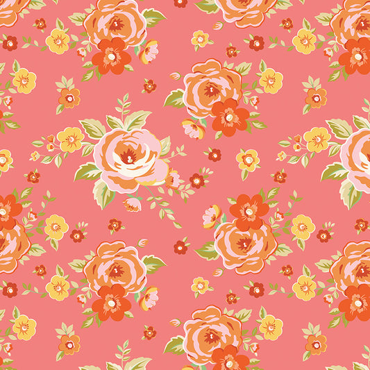 PREORDER Picket Fence Peach Cobbler Backing Kit β Floral Quilt Fabric