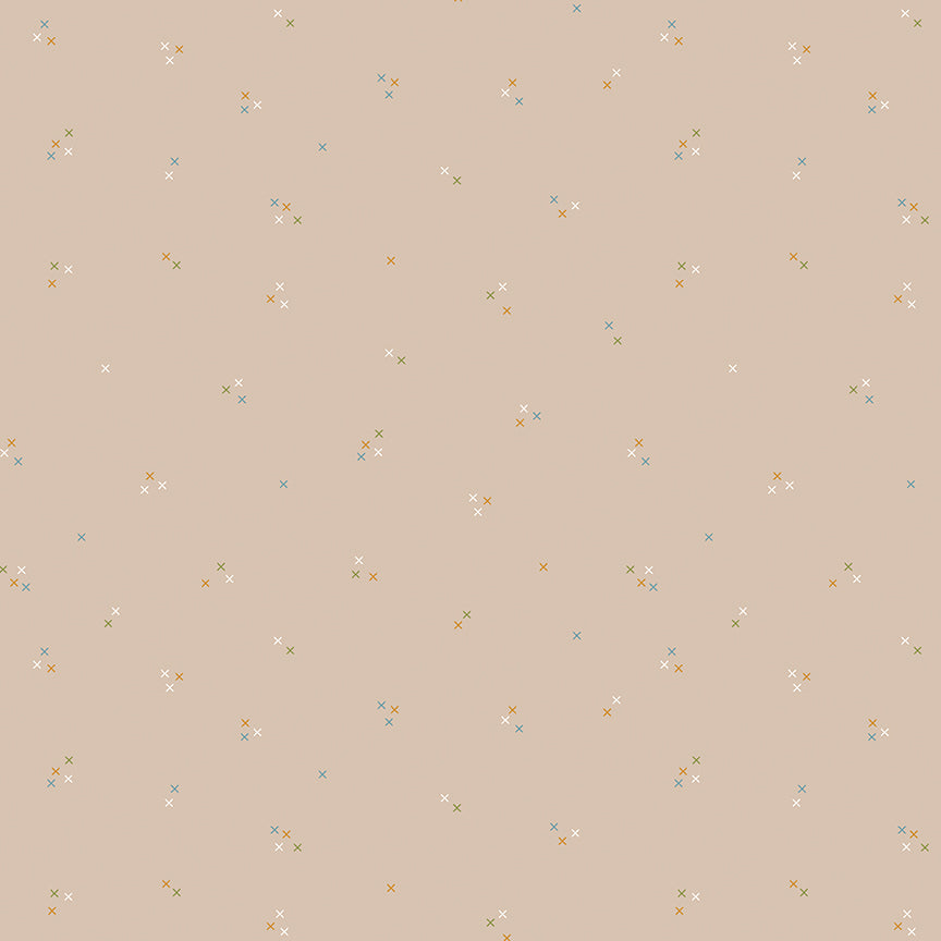 Correspondence Stitched Xs Fabric – Wheat | Riley Blake Designs