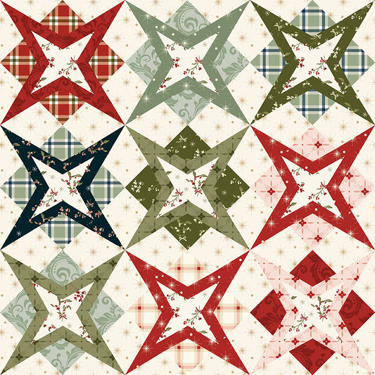 Christmas Greetings Star Quilt Multi β Cotton Yardage | Riley Blake Designs