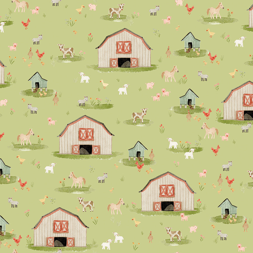 Whimsical Baby Quilt Backing Set | Lil' Farm Friends | Honeydew Barn Scenic | 3 Yards | August 2026 Preorder