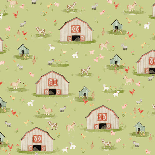 Whimsical Baby Quilt Backing Set | Lil' Farm Friends | Honeydew Barn Scenic | 3 Yards | August 2026 Preorder