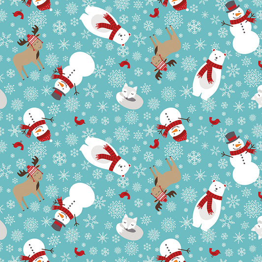 A Perfect Winter Snow Friends Fabric – Blue Yardage by Lori Whitlock for Riley Blake Designs | C17990-BLUE