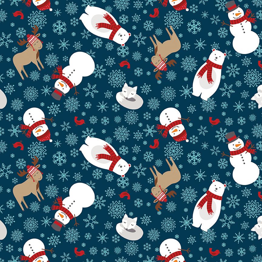 A Perfect Winter Snow Friends Fabric – Navy Yardage by Lori Whitlock for Riley Blake Designs | C17990-NAVY