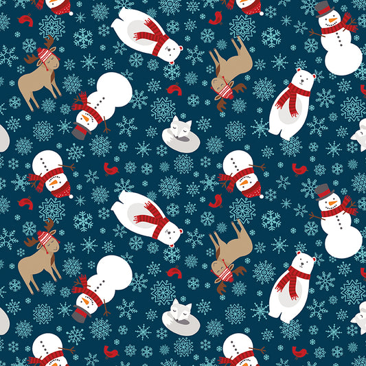 A Perfect Winter Snow Friends Fabric – Navy Yardage by Lori Whitlock for Riley Blake Designs | C17990-NAVY