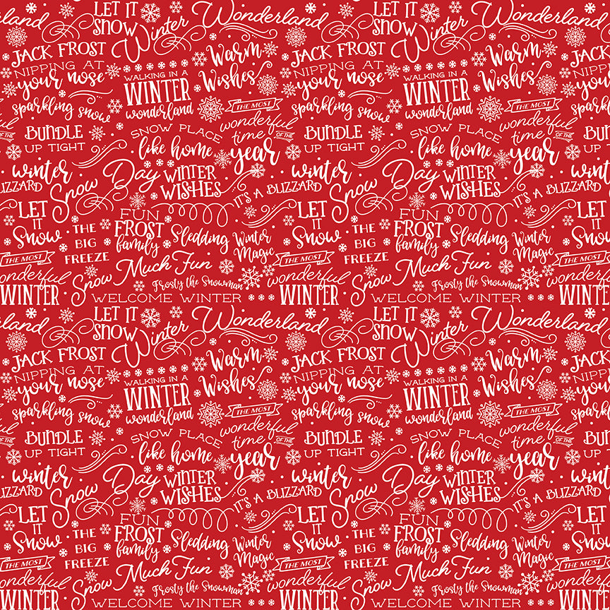 A Perfect Winter Winter Words Fabric – Red Yardage by Lori Whitlock for Riley Blake Designs | C17993-RED