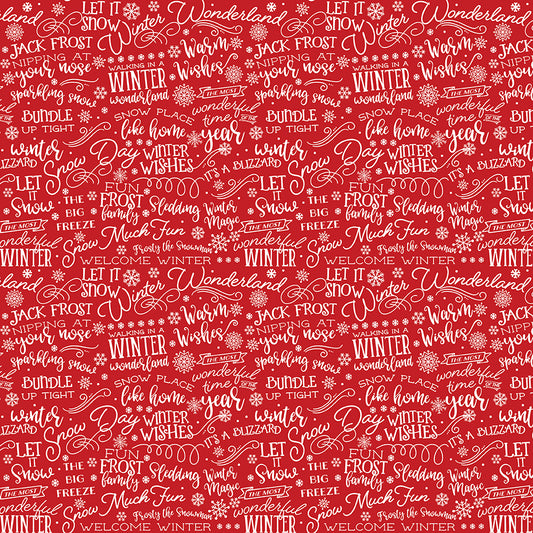 A Perfect Winter Winter Words Fabric – Red Yardage by Lori Whitlock for Riley Blake Designs | C17993-RED