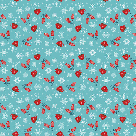 A Perfect Winter Hot Cocoa Fabric – Blue Yardage by Lori Whitlock for Riley Blake Designs | C17994-BLUE